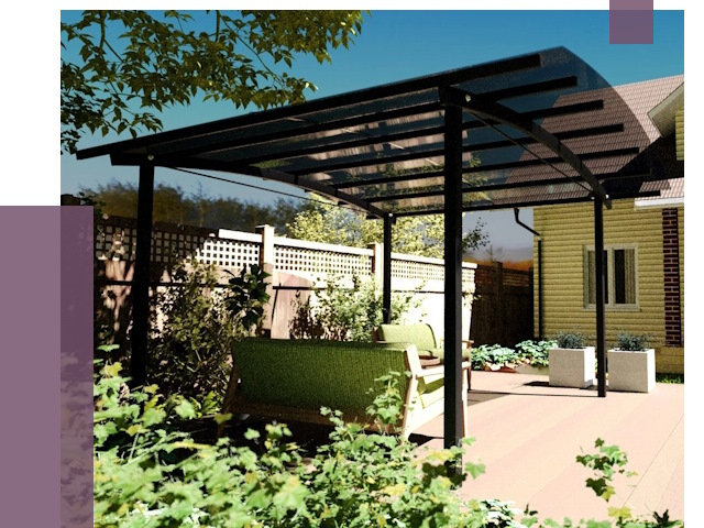 Навесы для террасы в Тихвине от 13933 руб. под ключ | ПРОЛЁТ-Тхв