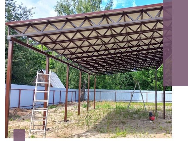 Односкатные навесы под ключ в Тихвине — изготовление и монтаж